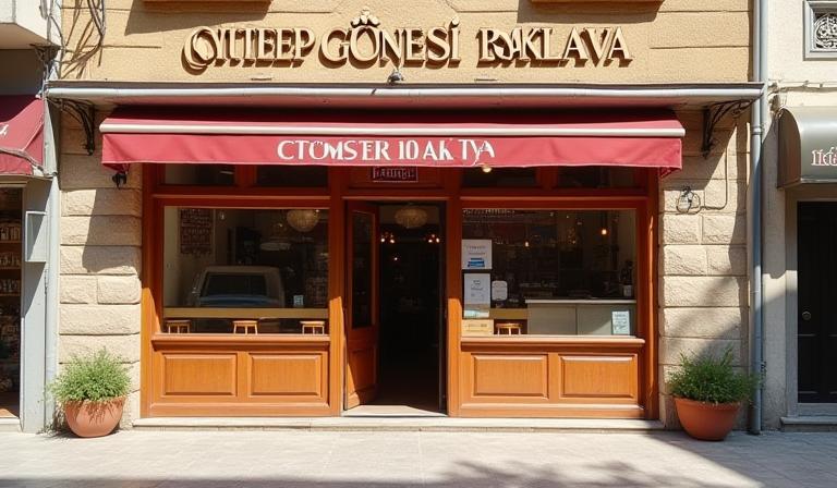 Exterior view of the traditional Antep Güneşi Baklava shop.